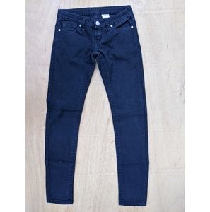 3/$15 V.I.P solid black low rise skinny jeans juniors 3/4